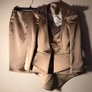 Kenzel Brown 3 Pc Skirt Suit size 38/8